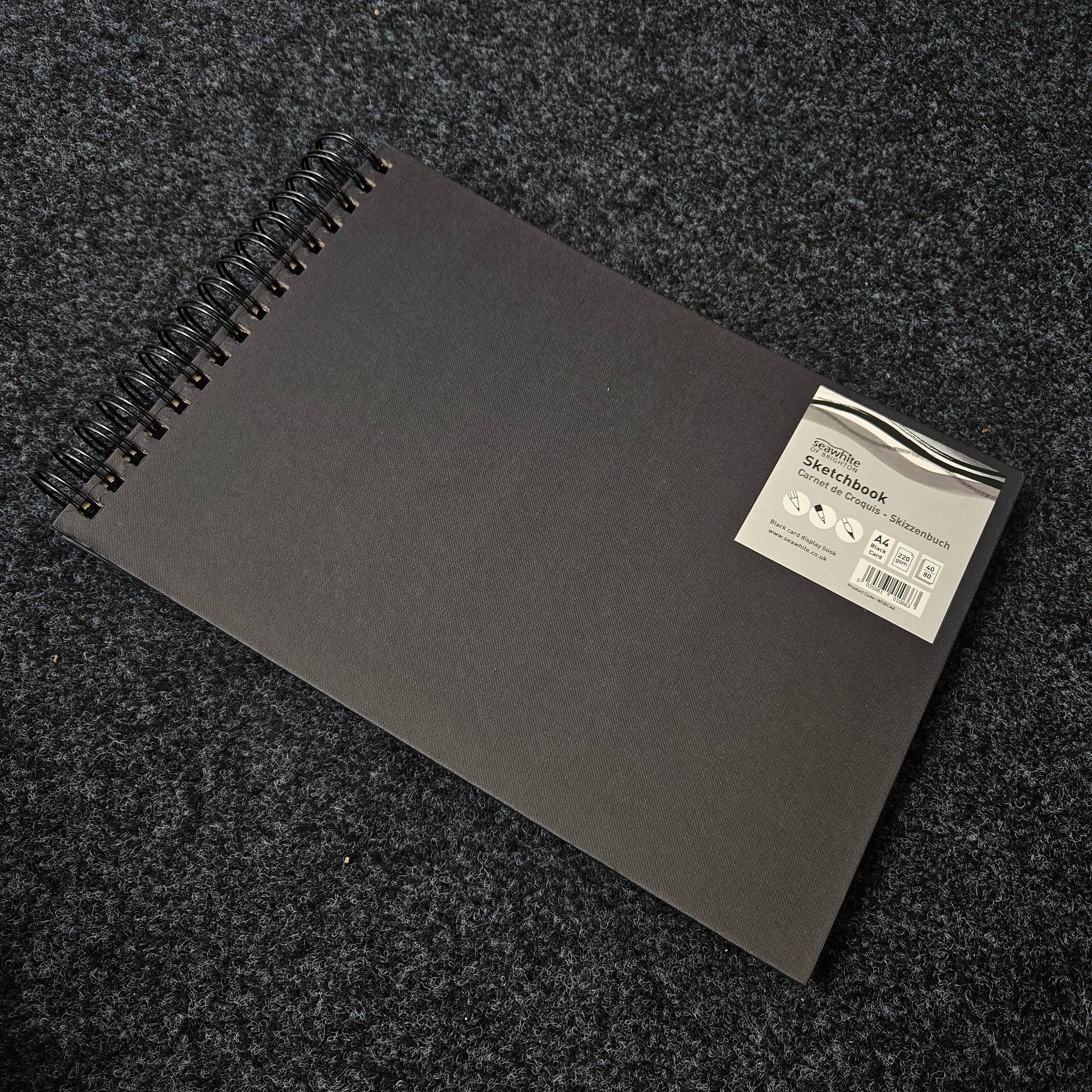 Seawhite Black Card Spiral Bound Book 220gsm