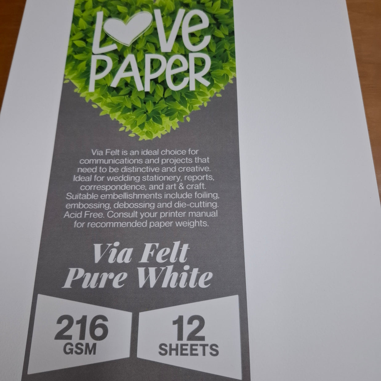 Via Felt Pure White Pack A4 (12sht) (216gsm)