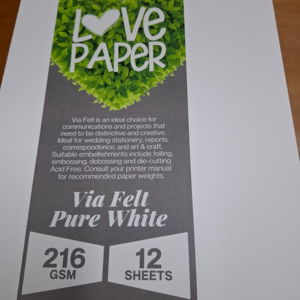 Via Felt Pure White Pack A4 (12sht) (216gsm)