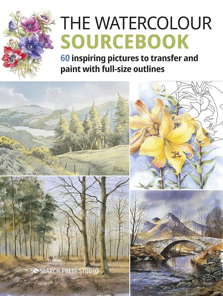 The Watercolour Sourcebook: 60 inspiring pictures to transfer and paint with full-size outlines (Welcome Back Alice, 2) cover image