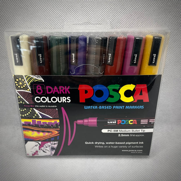 Posca Set Of 8 Dark Colours PC-5M